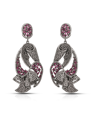 Black & Ruby Abstract Statement Earrings