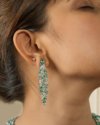 Emerald Cascade Statement Earrings ( Only available with necklace )