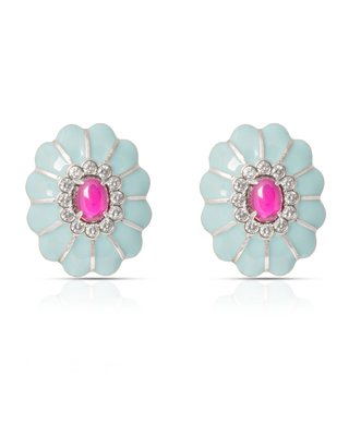 Powder Blue Floral Stud Earrings