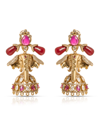 Royal Ganesha Temple Jhumka Earrings