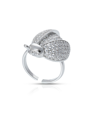 Crystal Ladybug Ring (Silver)