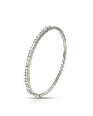 Silver Diamond-Line Minimal Bangle