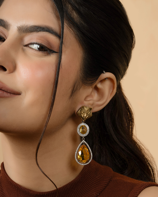 Tiger Royale Amber Drop Earrings