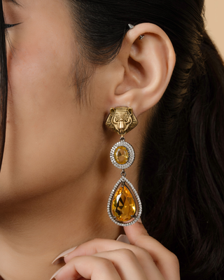 Tiger Royale Amber Drop Earrings