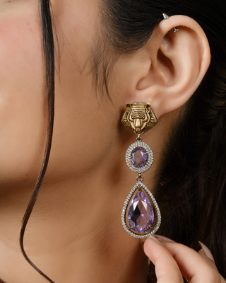 Tiger Royale Amber Drop Earrings