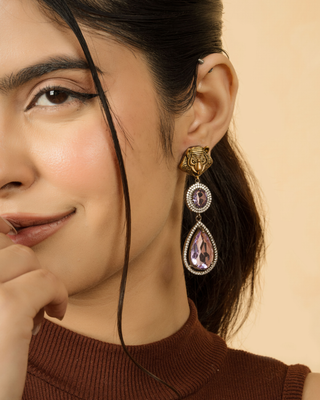 Tiger Royale Amber Drop Earrings