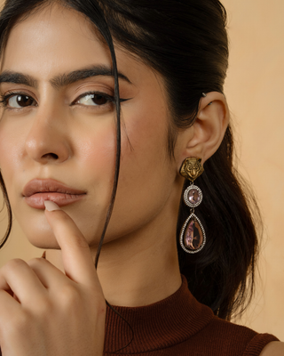Tiger Royale Amber Drop Earrings