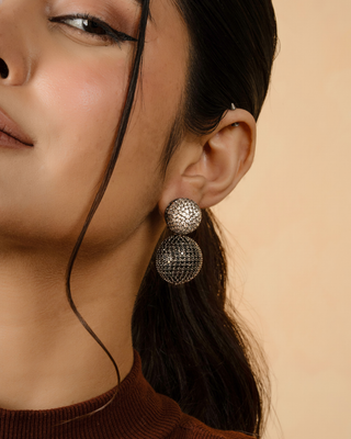 Dual Tone Disco Ball Earrings