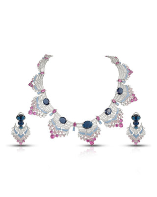 Sapphire Blossom Statement Set