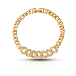 Gold-Tone Adjustable Emerald & CZ Leaf Bracelet