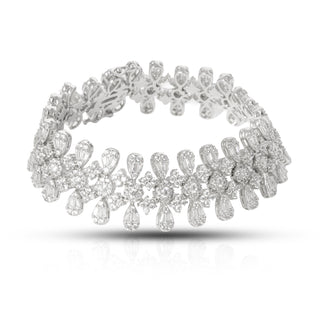 Diamond Floral Statement Cuff Bracelet