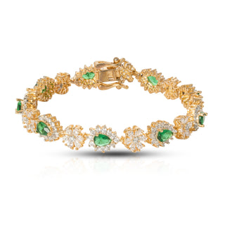 Emerald Floral Cluster Tennis Bracelet