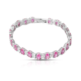 Pink Sapphire & Diamond Tennis Bracelet