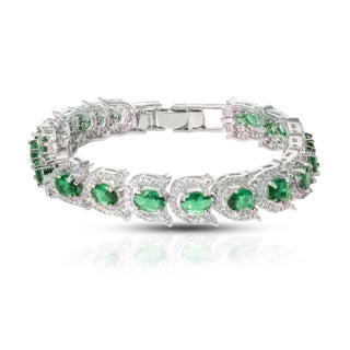 Emerald Leaf Halo Tennis Bracelet