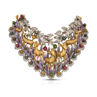 Enchanted Deer Garden Statement Necklace Set