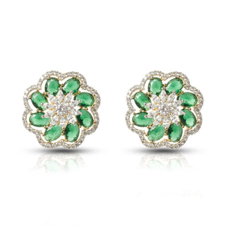 Green Floral Studs